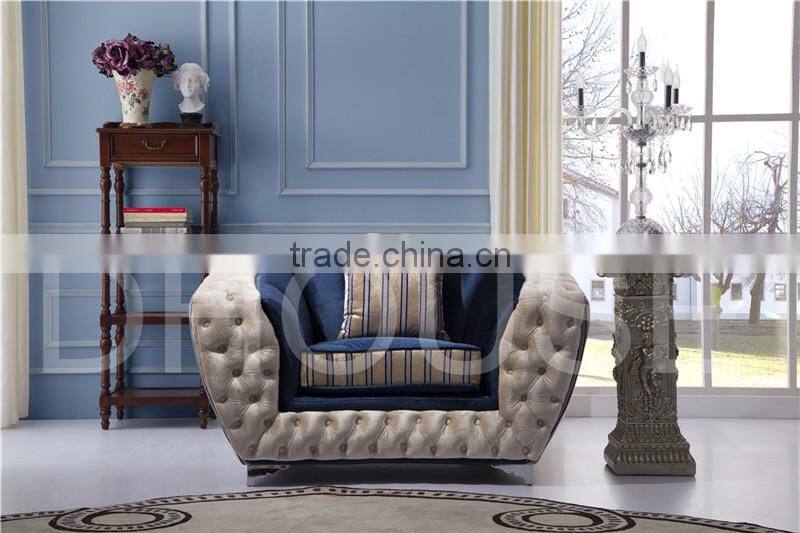 High quality post modern living room furniture sofa with crystal buttons/Chesterfield leather/fabric sofa AL044