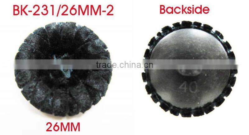 26MM Black Velvet Corded Cover Plastic Shank Sewing Button