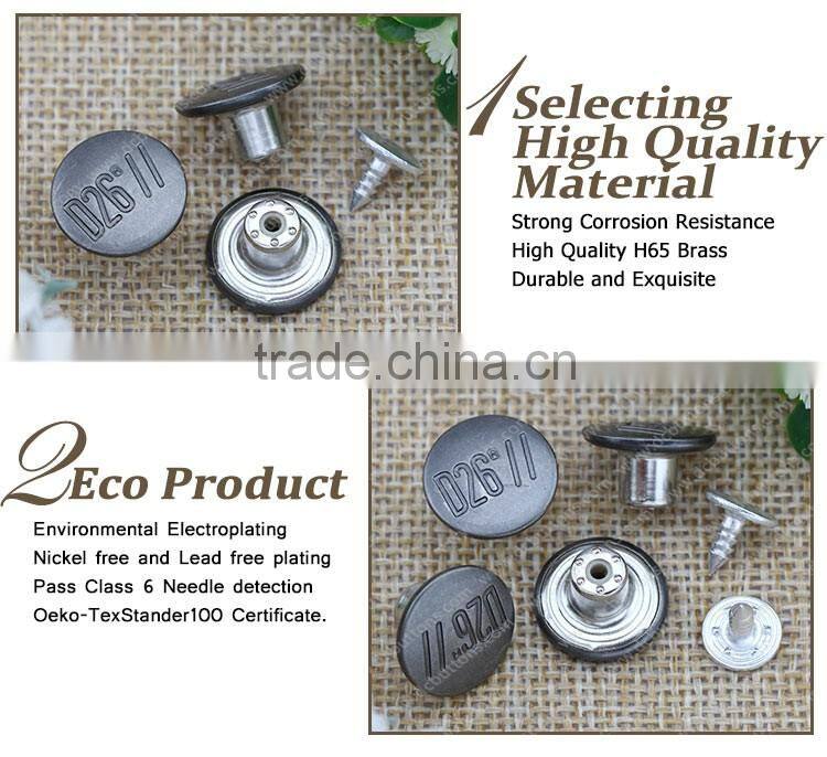 Antique silver jeans button metal jeans button for jackets