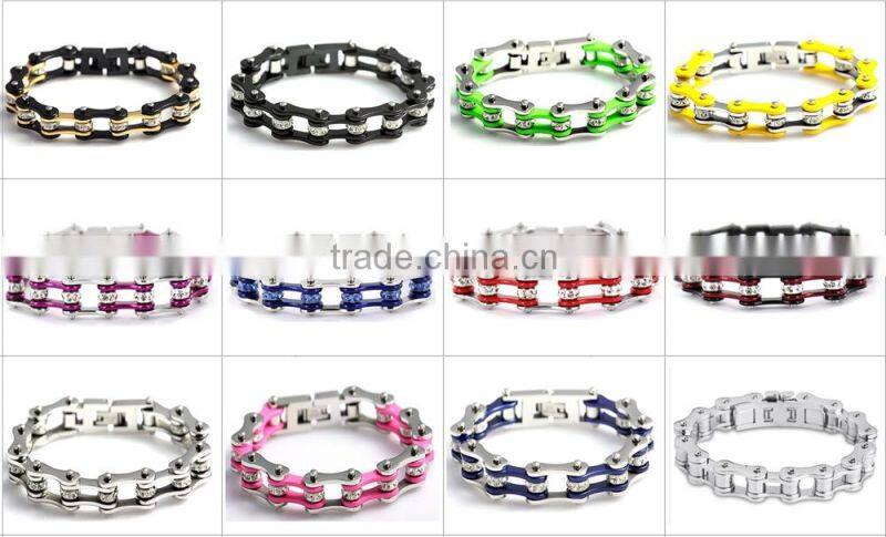 2016 New Hot Sale Bicycle Motorcycle Chain Jewelry Rose Gold Plated 316L Stainless Steel Bracelet