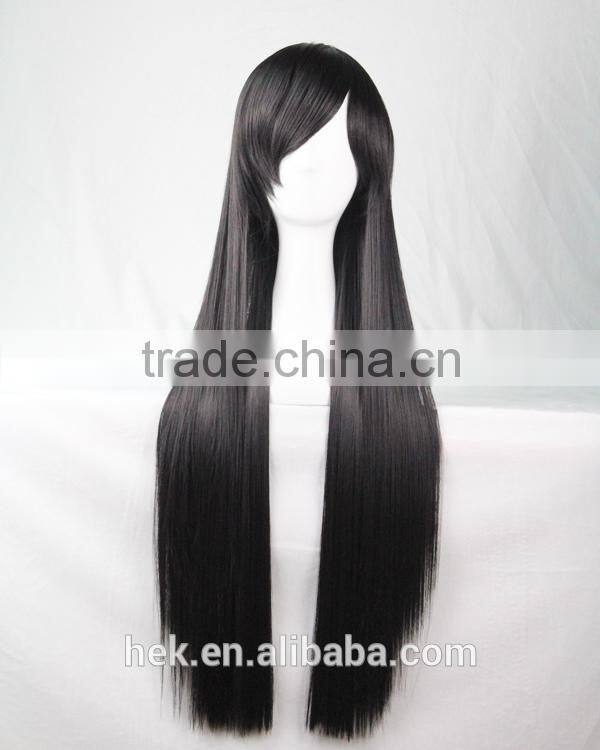Cosplay Wig Oblique Bangs Long Straight Human Wigs 80cm 32 inch Costume party synthetic hair wig