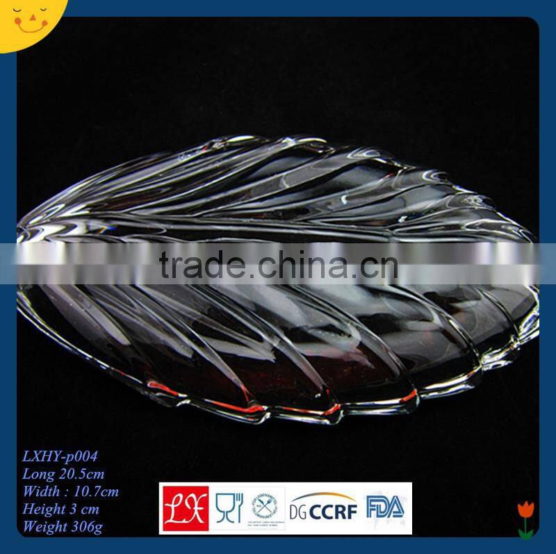 spoon fork knife tray leaf shape glass plate