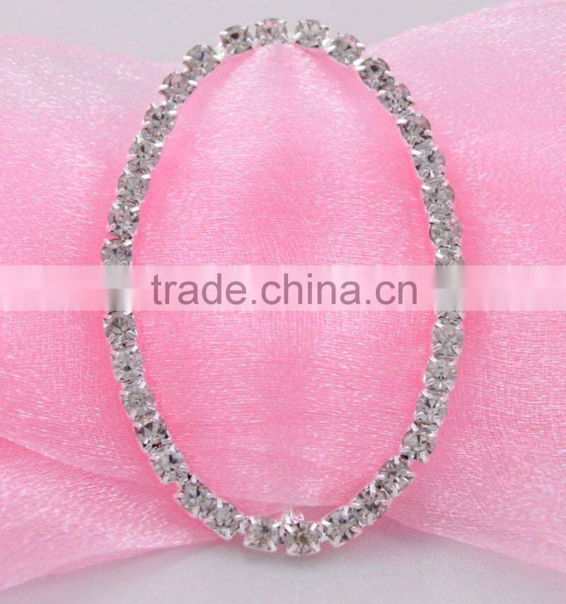 High Quality Oval Silver Fashion Crystal Buckle for Ribbon B019