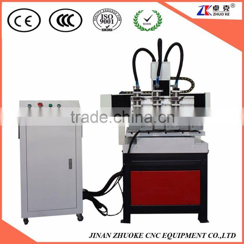 ZhuoKe CNC 6060 Metal Engraving Machine For Drilling And Milling With 3 Spindle Head Rotary Axis 600*600mm CE Approved ZK-6060