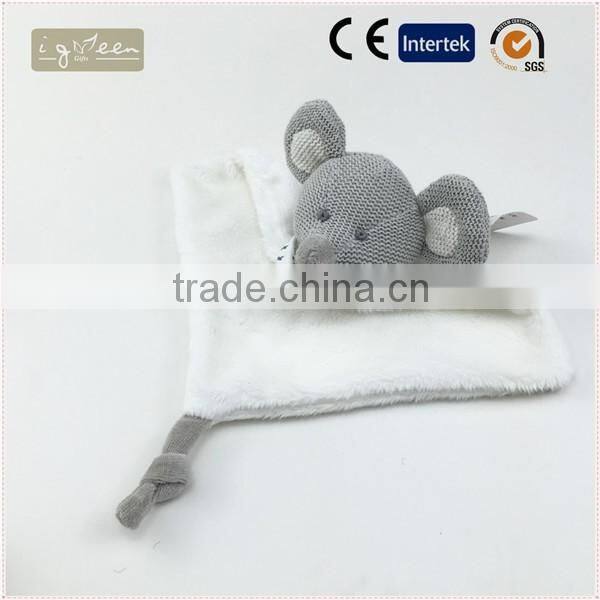 I-Green Toy Series-Fashional Style Promotional Knit Stuffed Cotton mouse baby towel Knitted mouse Napkin