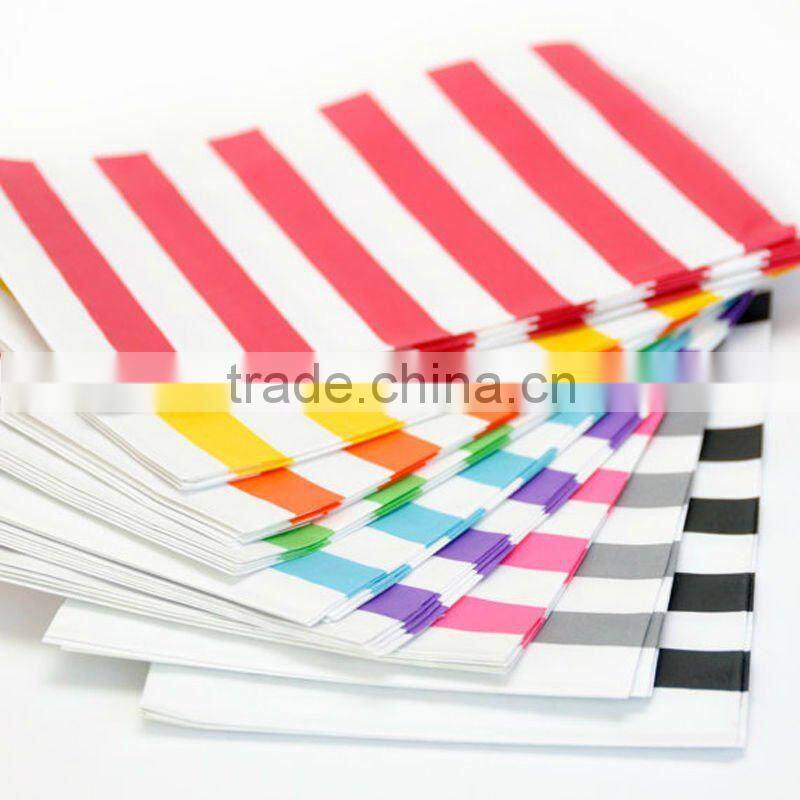 Kelly green mini Bitty Bags Kraft Small Flat Diagonal Stripe Paper Bag