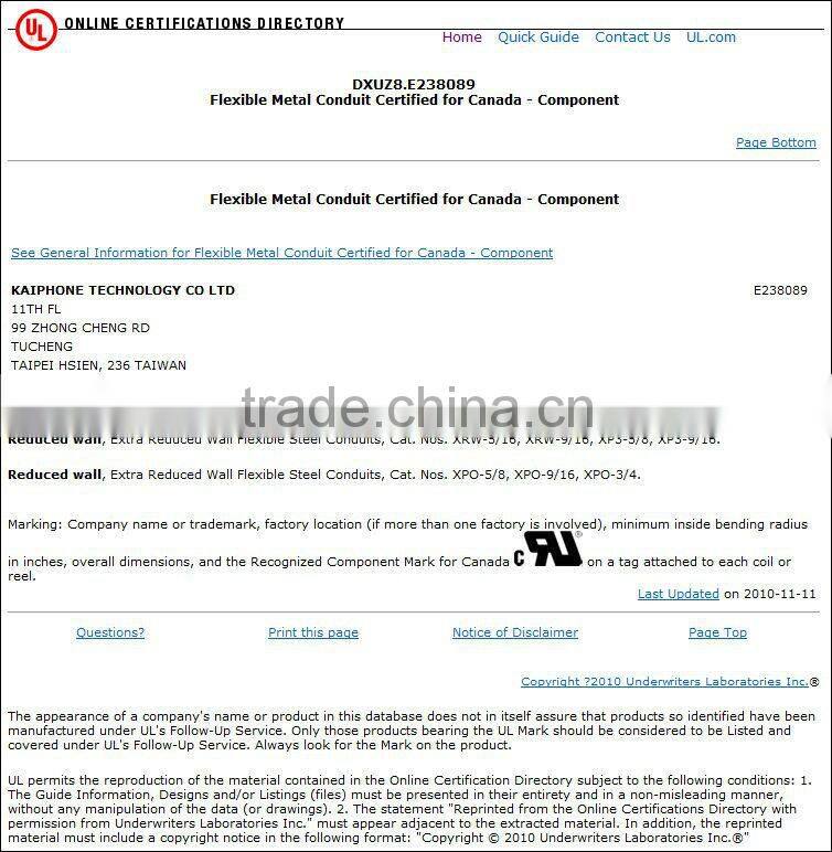 UL Listed GI Metal Conduit flexible cable protector