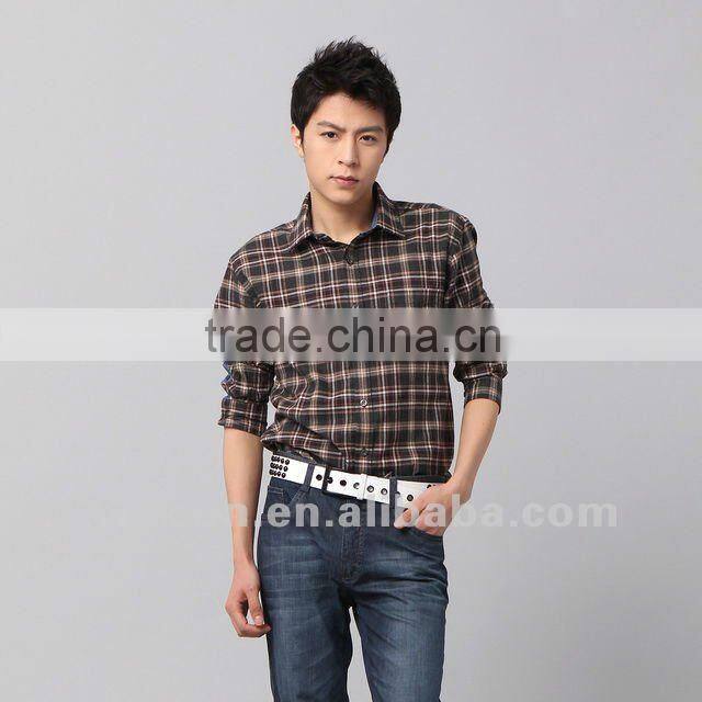 Latest men's 100% cotton long sleeve fashion casual classic colour plaid flannel shirts