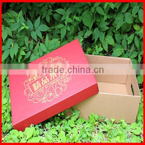 Accept Customized Craft Red Durable Kraft Paper Fruit Storage Box