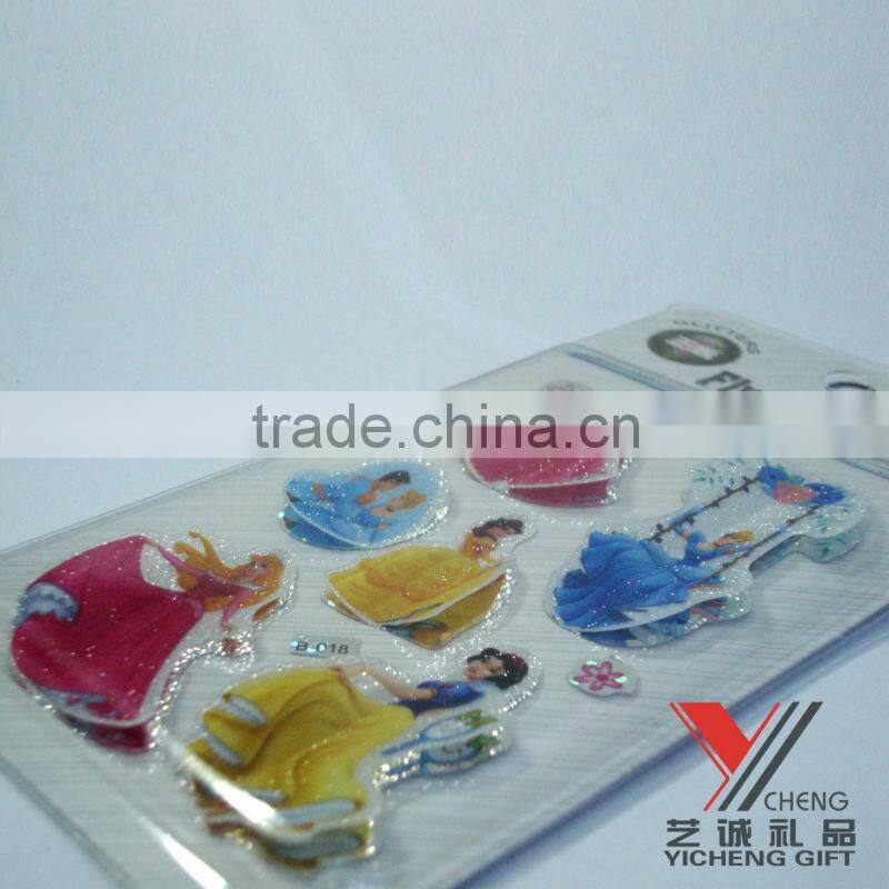 fashion snow white 3D decorative laser sticker promotion gift good for kids