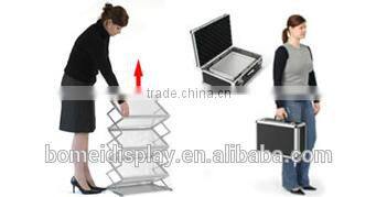 Metal folding adjustable A4 PS/wood book shelf