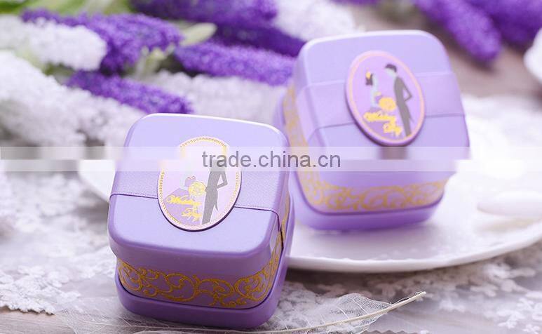 creative square purple paper Gift Box candy box chocolate box for wedding and children party