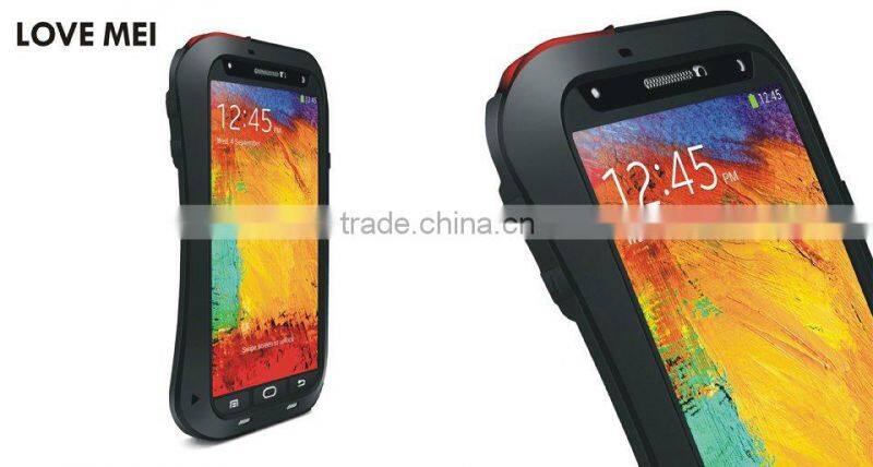 2015 Fashion Mobile Phone Case LOVE MEI Shockproof Waterproof Rugged Gorilla Metal Case for Galaxy Note3 III/Galaxy Note 2.