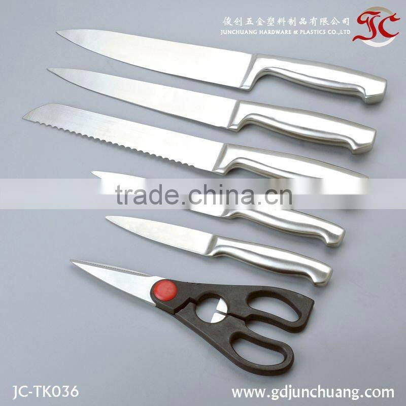 Hot sale 6-piece knives plus scissor set with a wooden block