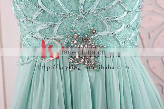 Elegant off-shoulder light green 2013 new model evening dress