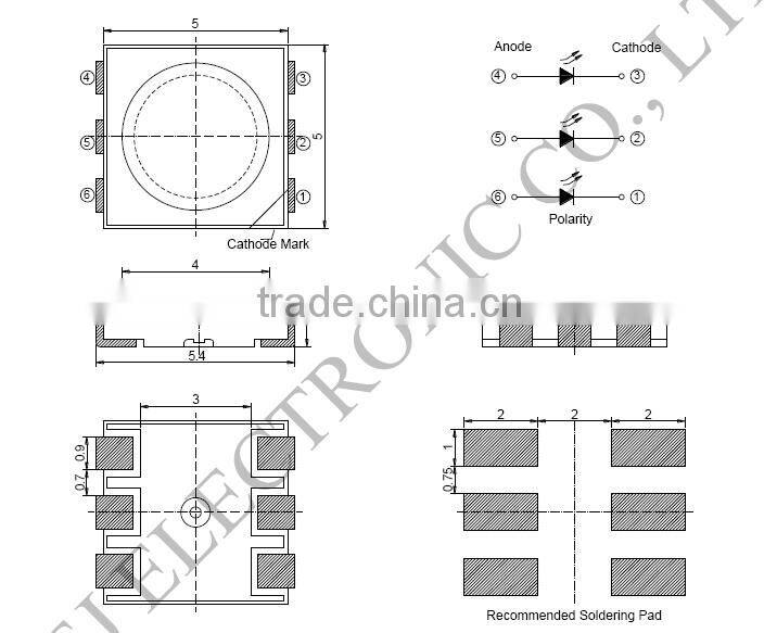 60mA 0.2W 20-24LM 3 chips Natural White 4000-4500K 5050 smd led