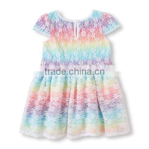 New arrival lace cotton dress colorful girls dress