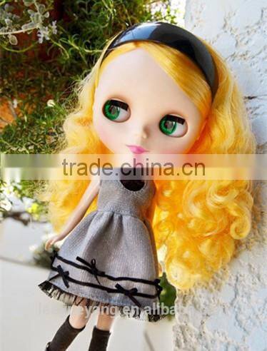 High quality long yellow deep curly neo blythe doll wig