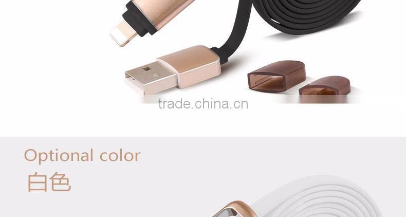 Kong Kim 2in1 Noodle USB Cable usb cable lock for Iphone&andriod TPE&Metal shell