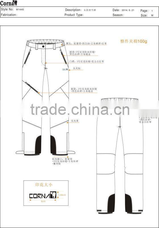 Stylish warm crane snow ski wear
