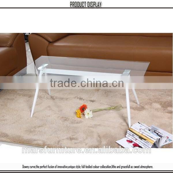 2016 Wholesale Stainless Steel Legs Clear Tempered Glass Coffee Table