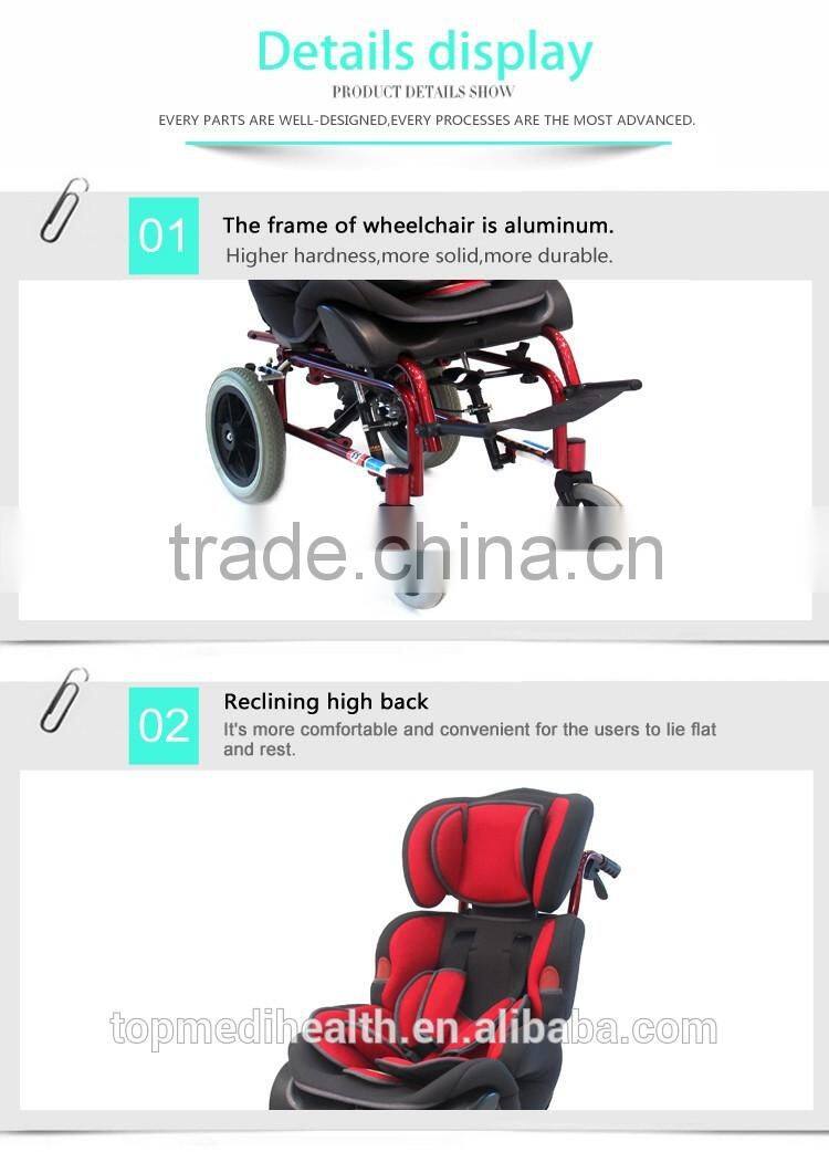 Aluminum Frame Reclining Paralysis Cerebral Wheelchair with Safety Belt
