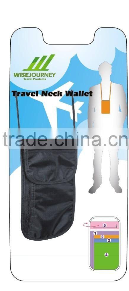 Magic Tape / Zipper /Custom Logo Travel Neck Wallet