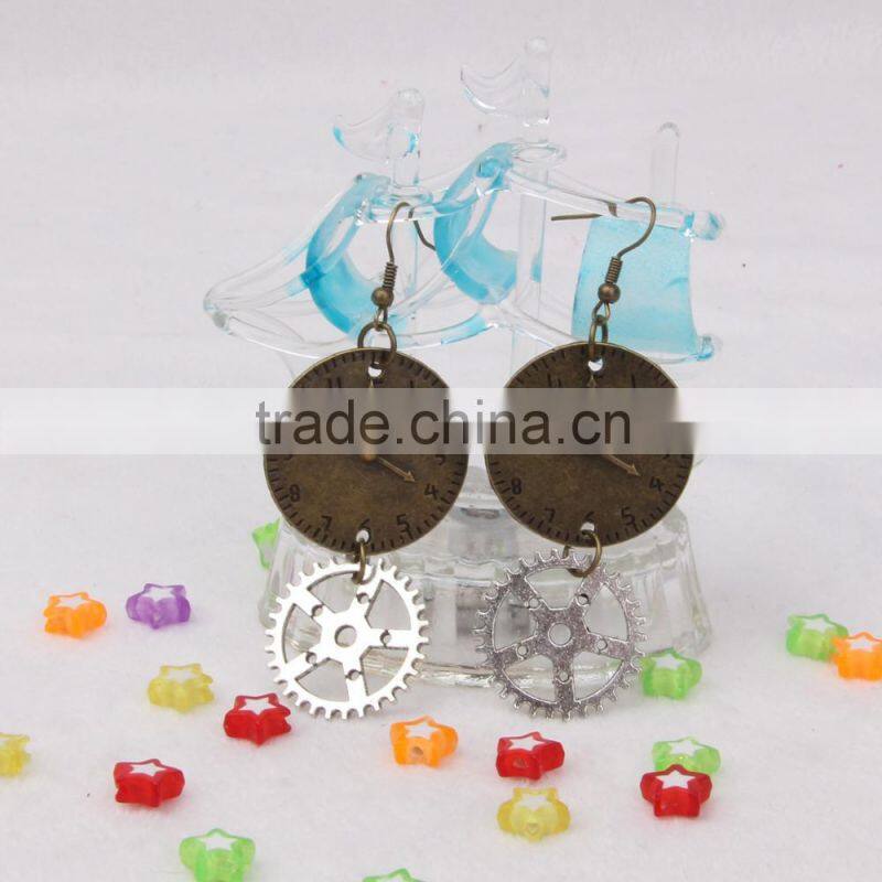 cheap fashion jewelry steampunk gear watch earrings party dress new made in China yiwu