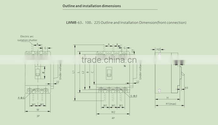 3p 400A MCCB moulded case circuit breaker LWM8-400L