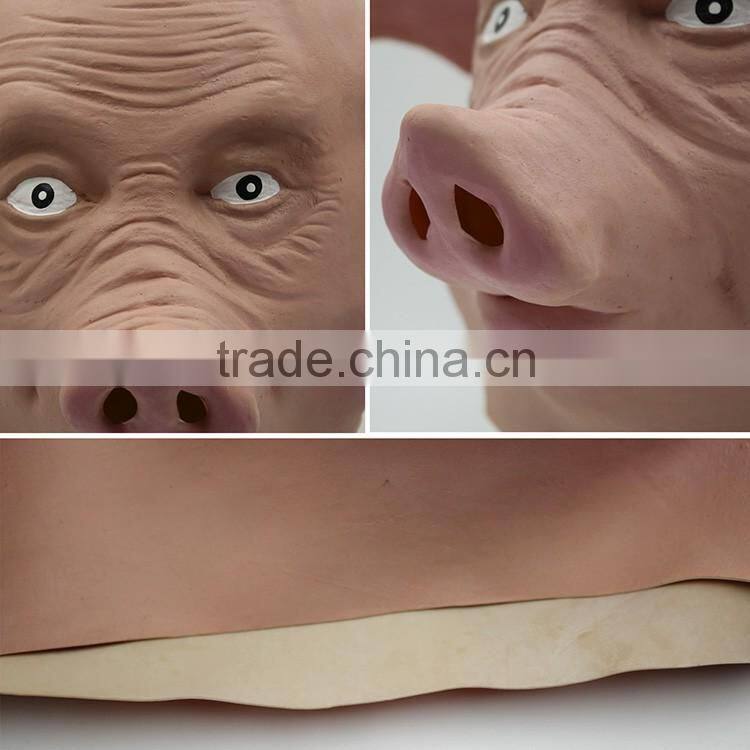 halloween costumes ugly pig head latex mask for kids girls