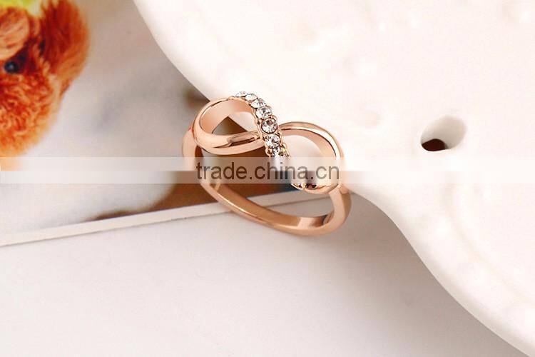 2016 new fashion jewelry 14k real rose gold plated crystal piston ring