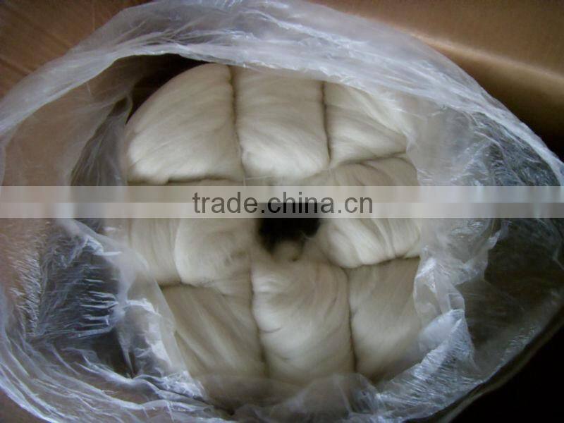 HOT!!!good quality merino wool top with shrink-resistant/superwash treatment 22.5MIC, 80MM, natural white color.