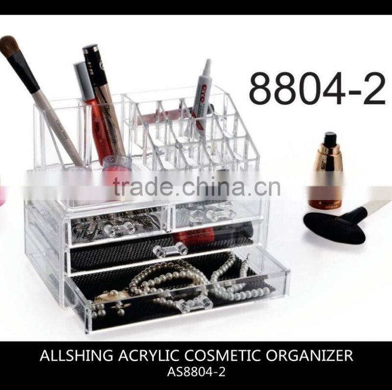 Wholesale Facotry Price 2-Tier Acrylic Cosmetic and Makeup Storage Case Organizer for acrylic drawer storage organizer