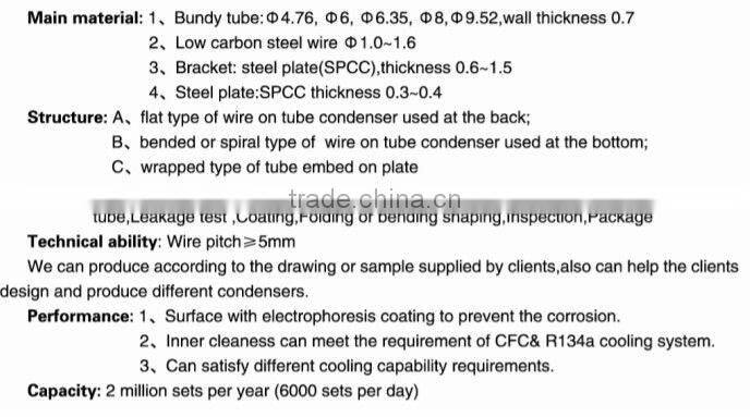 new model steel fin bundy tube condenser for two door refrigerator