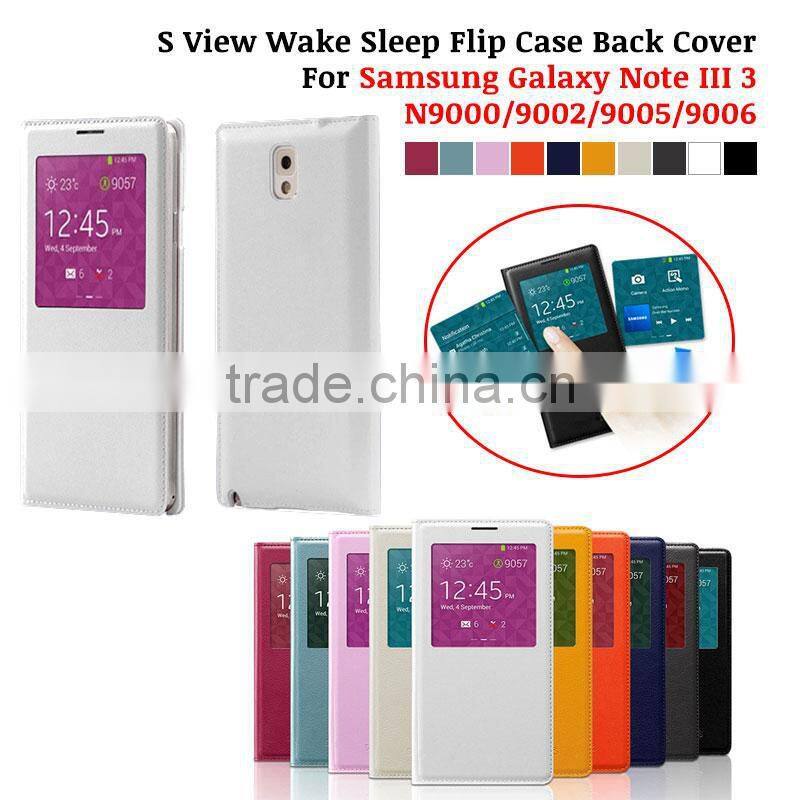 leather flip mobile phone case For samsung galaxy note3 N9000 PU with stand