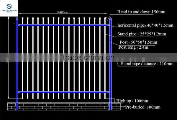 prefab portable spear points wrought iron fence
