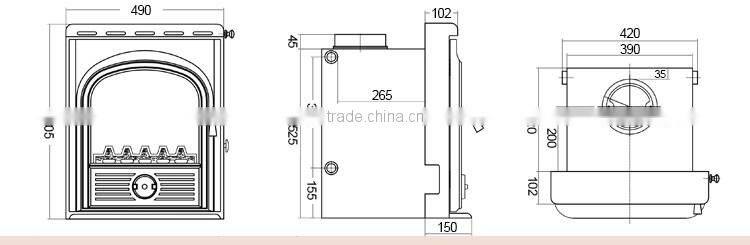 Antique freestanding flushbonading fireplace CE 13240