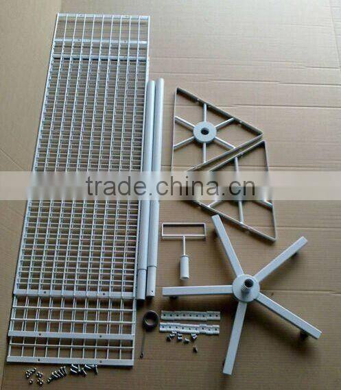 Black 3 Side Rolling Floor Grid Display Stand with Wire Sign holder