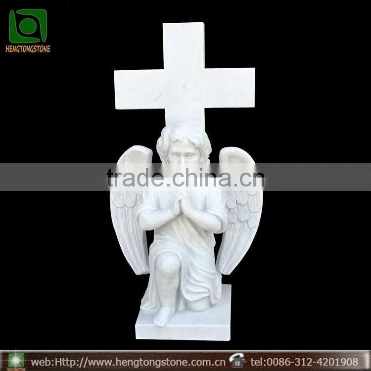 White Marble Little Angel Baby Headstone