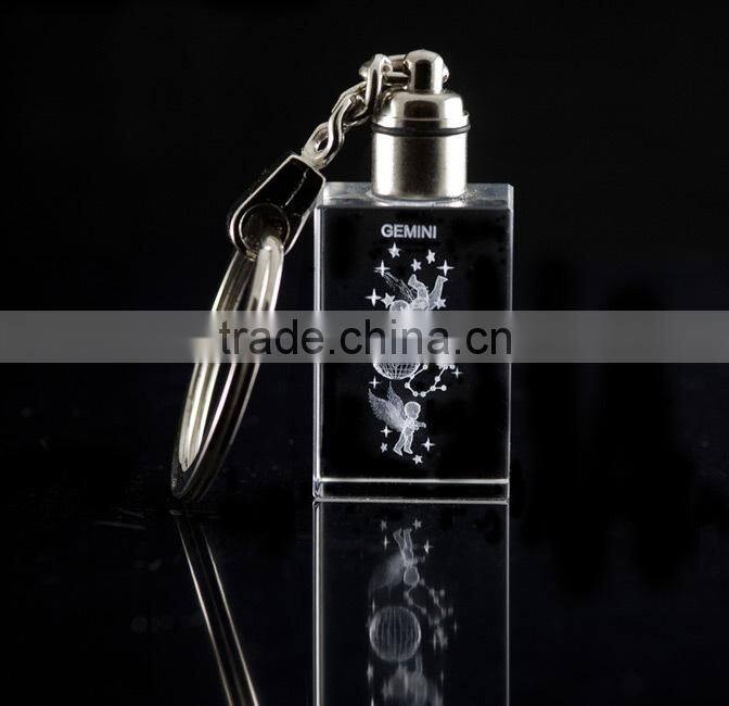 individual crystal star signs lasered gemini keyring