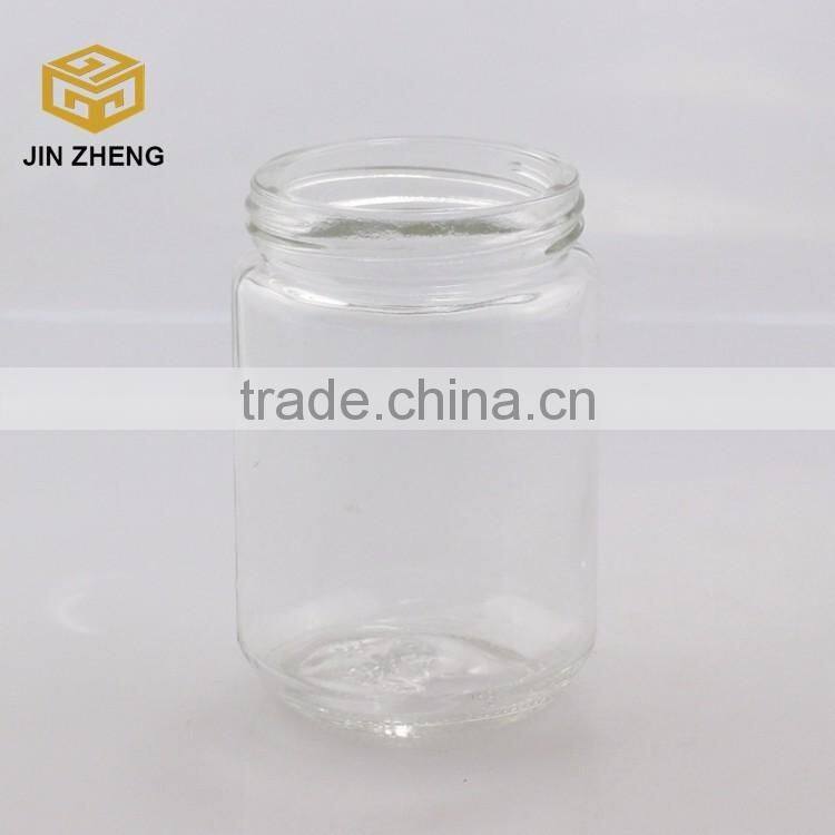 Round shape 180ml transparent glass honey jar with Screw Lid