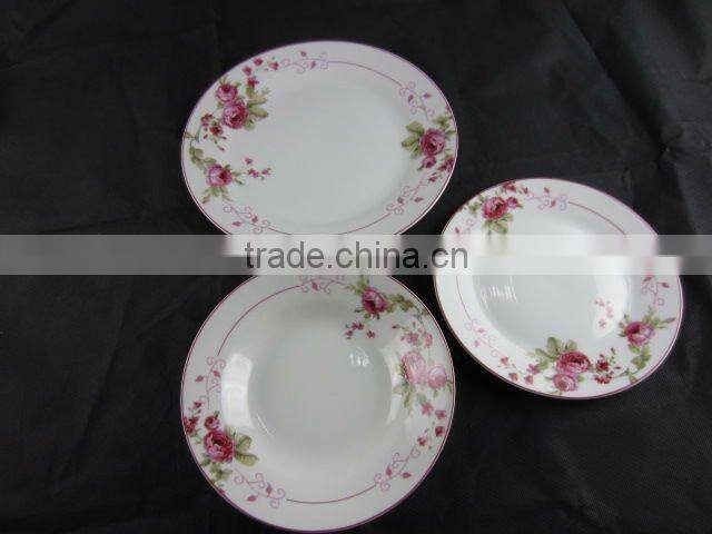 12 pcs dinnerware set with folower pattern decal