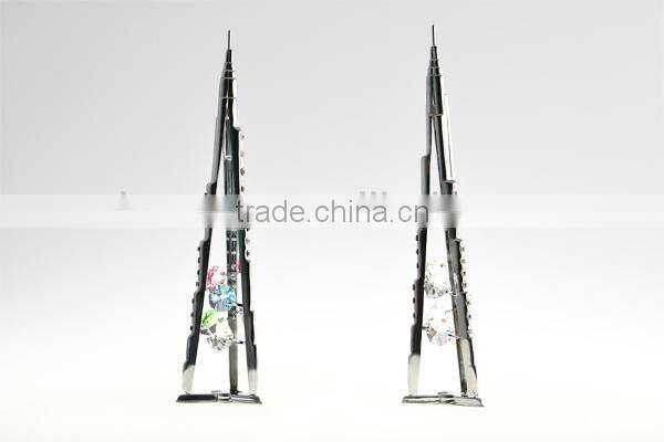 24K Gold Plated Dubai Tower Music Box with Crystals from swarovski