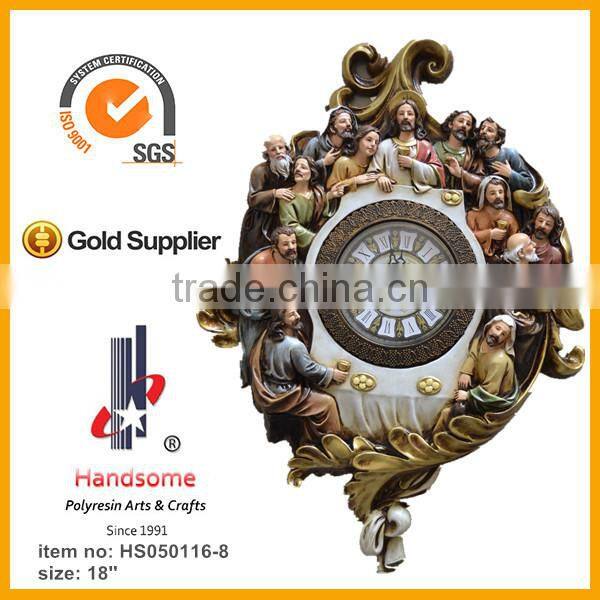18 Inch Resin Wall Hanging Clock Last Supper Sculpture