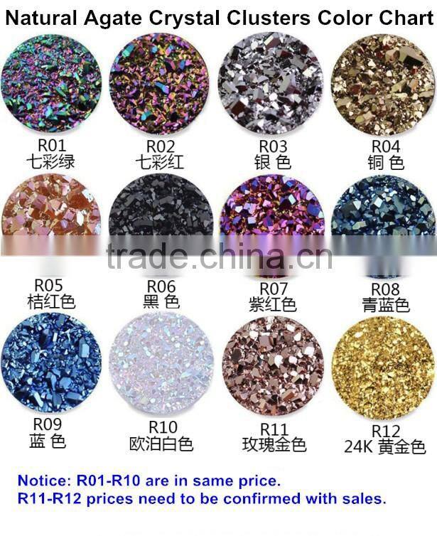 Colorful Irregular Shape Crystal Natural Stone Pendant Necklace Women Druzy Silver Plated Chain Agate Charm Necklace