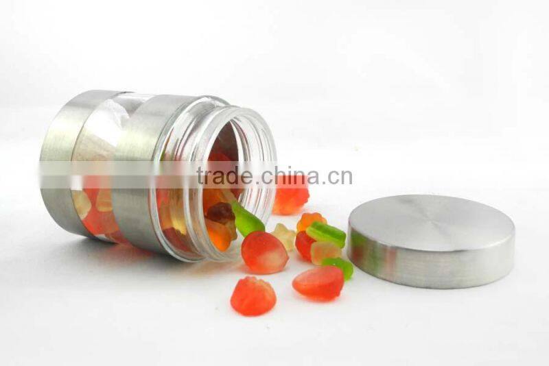 Hot sell stainless steel coating dry-food storage glass jar with lid