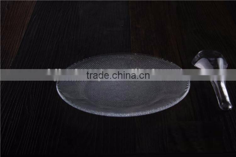 red color glass dinning plate set with sliver plating metal stand