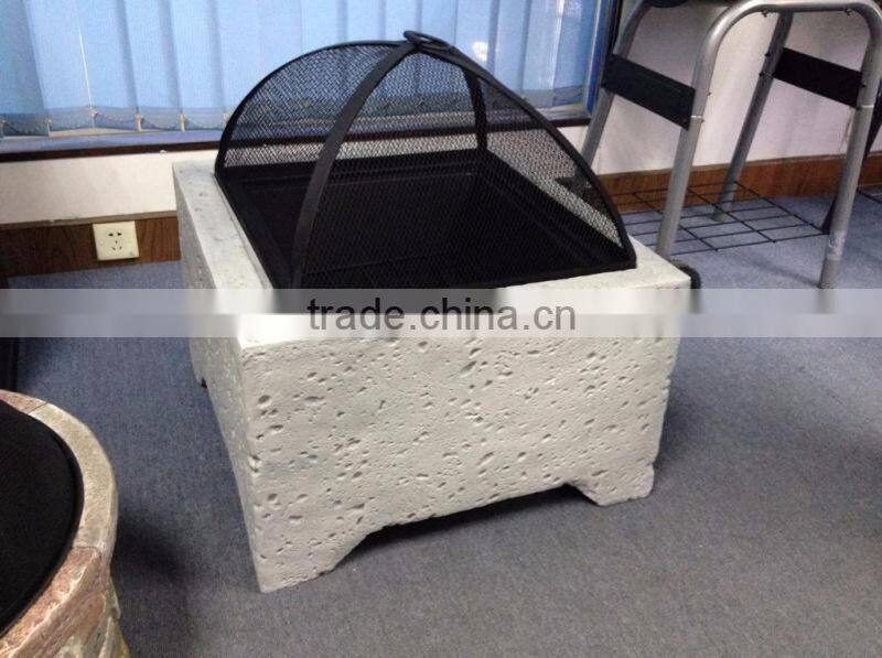 Outdoor Square Antique Steel Fire Pit / Fireplace