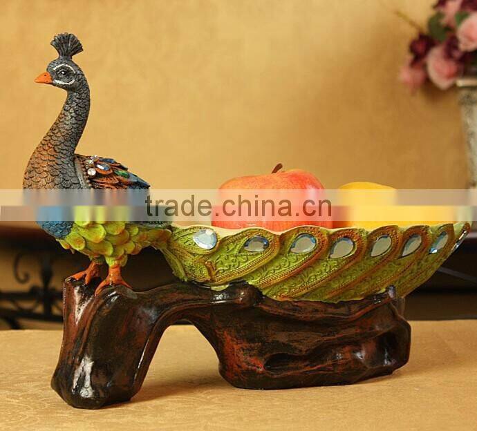 Polyresin Home Decorative Peacock, resin sculpture
