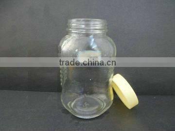 clear storage jar for honey, empty glass bottle